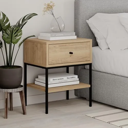 Decortie Nachttisch Eiche mit Schublade, 45x56.4x35 cm