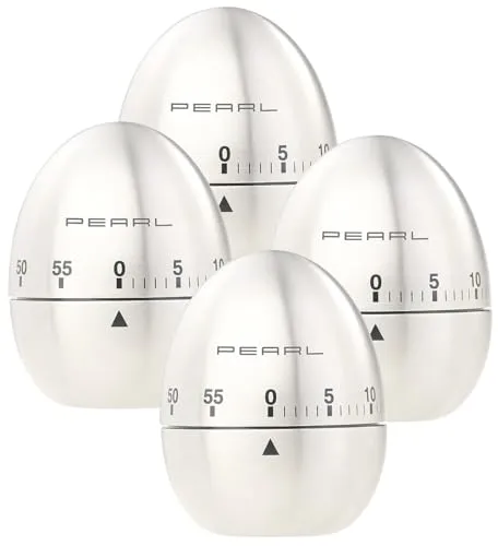 PEARL Eggtimer: 4er-Set Kurzzeitmesser, Eieruhren aus Edelstahl, 60-Minuten-Timer (Kurzzeitmesser, mechanisch, Küchenuhren für Eier)