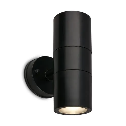 BRILONER - Wandleuchte Aussen IP54 Spritzwasser- Staubschutz, GU10 Fassung, max. 7W, Aussenlampe, Wandlampe, Strahler, Außenbeleuchtung, Außenleuchte, 16x7,5x11 cm, Schwarz