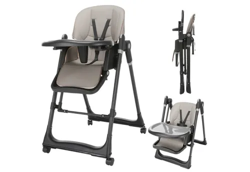 oyajia Hochstuhl Kinderstuhl Stuhl Baby Kinderstuhl Klappbar mit Esstablett (Baby & Kinder Hochstuhl Babyliege Höhenverstellbar, Räder Klappbar), mit Liegefunktion 0-36 Monate