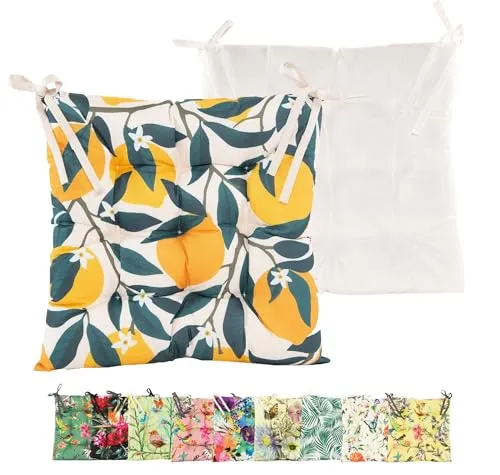 JACK Outdoor Motiv Stuhlkissen 38x38cm Lounge Kissen Auflage Wasserfest Sitzkissen Garten Lotus Effekt, Farbe:Zitronentraum