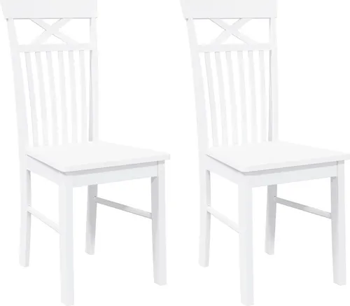 vidaXL Esszimmerstühle 2er Set Weiß aus Gummibaum von vidaXL