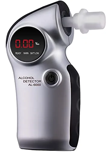 ACE AL6000 Alkoholtester Silber - Präzise Messung bis 4 ‰ - Alkoholtester mit auswechselbarem Sensor für schnelle und zuverlässige Atemalkoholmessung. Ideal für Partys und preisbewusste Nutzer, die Wert auf Genauigkeit legen.