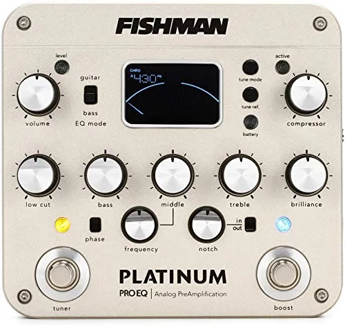Fishman Platinum Pro EQ B-Stock - Gitarren-Preamps, B-Stock analoger Preamp mit 5-Band EQ, integriertem Stimmgerät und Feedback Control für optimalen Sound.