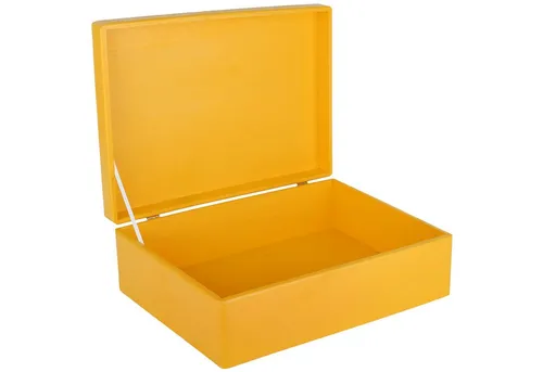 Creative Deco XL Gelb Große Holzkiste mit Deckel | 40x30x14 cm | Vielseitige Erinnerungsbox aus Kiefernholz - Vielseitige Holzkiste zur Aufbewahrung von Dokumenten, Spielzeugen und mehr. Mit geprüfter Qualität aus europäischem Kiefernholz, ideal für DIY-Projekte und kreative Gestaltung.