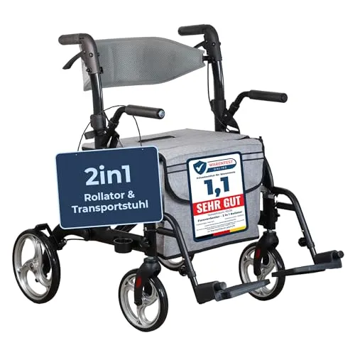 ForeverSenior 2-in-1 Rollstuhl Rollator mit Federung – faltbar & leicht für Senioren