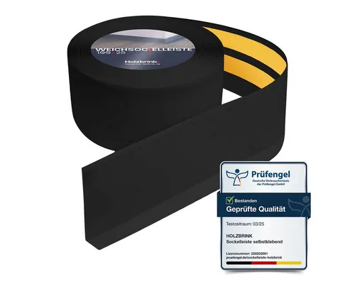 HOLZBRINK HOLZBRINK selbstklebend PVC 100x25mm, 1 m, L: 100 cm, 1m Rolle, Küchenleiste Abschlussleiste für Badezimmer Farbe: Schwarz