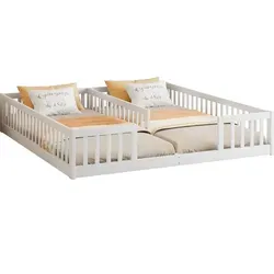 Kinderbett mit Rausfallschutz und 2 Liegeflächen, 90x200cm - Hochwertiges Kinderbett aus massivem Kiefernholz mit zwei Schlafgelegenheiten. Ideal für Geschwister, ausgestattet mit Lattenrost und sicherem Rausfallschutz. Modernes Design und einfache Montage.