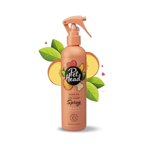Pet Head Quick Fix Fellspray für Hunde | Pfirsichduft | Desodoriert, Pflegt und Beruhigt das Fell Ihres Hundes | pH-Neutral | Vegan & Tierversuchsfrei | Sanfte Formel für Welpen | 300ml