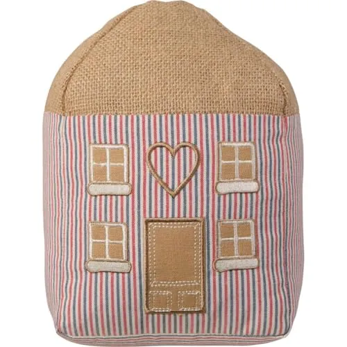 LS-LebenStil Vintage Bodenstopper Türstopper Nyhavn 22cm Rot Braun Stoff Baumwolle Türpuffer Türhalter Türsack Tür Stopper Sack Fensterstopper Boden Stopper Buchstütze