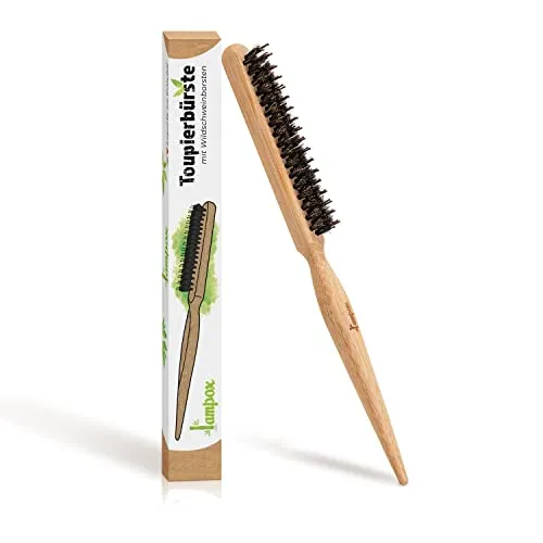 lampox Toupierbürste, wildschweinborsten, sleek bun bürste, Schmale Kammbürste, Teasing Haarbürste, haarbürste sleek look, Frisierkamm, bürste für sleek zopf (Toupierbürste)