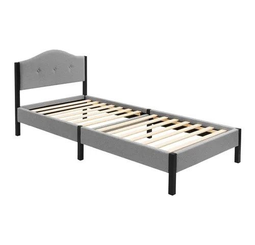 ML-Design Polsterbett 90x200 cm Grau mit Lattenrost
