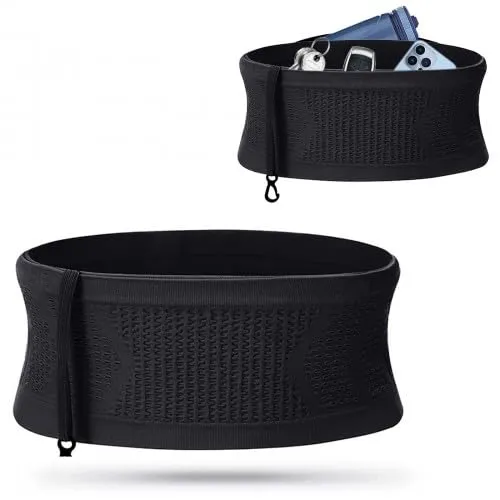 Multifunktionale Atmungsaktive Verdeckte Gestrickt Hüfttasche, Unisex Lauf Taillengürtel Laufgürtel für Handy, Bauchtasche Joggen Gürteltasche mit Schlüsselclip für Telefone, Schlüssel, Karten (XL)