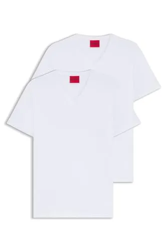 HUGO Herren V T-Shirt Weiß, Slim Fit - T-Shirts für Herren, stylisches Slim Fit Design mit V-Ausschnitt für einen modernen Look.