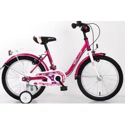 Zoll Kinder Mädchen City Fahrrad 18 Zoll - Kinderfahrrad für Mädchen im trendigen Rosa, ausgestattet mit Gepäckträger und höhenverstellbarer Sattelstütze, ideal für kleine Abenteurerinnen im Alter von 5-7 Jahren.