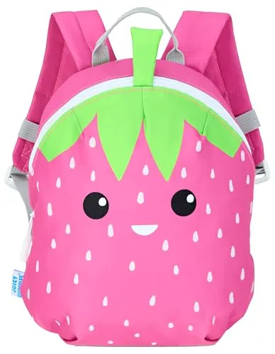 Juicy Bumbles Kindergartenrucksack Mädchen Kinderrucksack Mit Brustgurt Kita Rucksack Kindergarten Kindergartentasche Kinderrucksäcke Kinder Kleinkind 2-5 Jahre Erdbeere