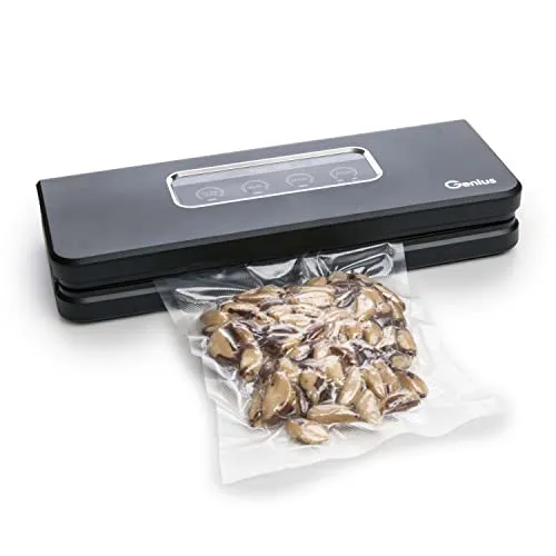 Genius Vakuumiergerät Vac100 - Effiziente Lebensmittelaufbewahrung - Vakuumierer für luftdichte Versiegelung von Beuteln und Behältern, verlängert die Frische von Fleisch, Fisch und mehr. Hohe Qualität ohne Konservierungsstoffe garantiert!