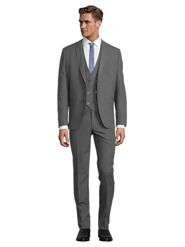 Steffen Klein Herren Anzug - Dreiteiler - Slim Fit - Größe 52 - Eleganter Business Anzug mit Weste - MODERNER SLIM-FIT DREITEILER: Schlanker Schnitt für eine figurbetonte Passform und hohen Tragekomfort – ideal für Business und besondere Anlässe. HOCHWERTIGER STOFF: Der elastische Stoff sorgt für ein angenehmes Gefühl und bleibt formstabil.