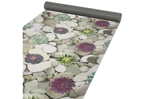 ANRO Küchenläufer RANNA Hochwertig Küchenteppich Teppich Textil, Eckig, Bodenläufer 100x65cm Spa Steine Grau pflegeleicht
