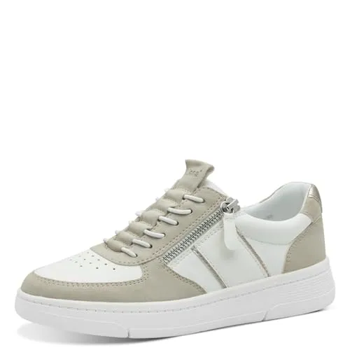 Jana Damen Sneaker flach Freizeit Vegan, Mehrfarbig (White/Beige) - 39 EU - Damen-Sneaker mit optimaler Passform für breite Füße, gefertigt aus 100% veganen Materialien und ideal für einen stilvollen Freizeit-Look.