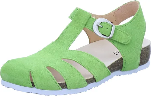 Think! Julia Sandalette grün Gr. 39 - Stilvolle Damen Sandalette aus hochwertigem Veloursleder in frischem Apfelgrün. Mit praktischem Klettverschluss für individuelle Anpassung und rutschfester Gummisohle für optimalen Halt. Perfekt für warme Sommertage!