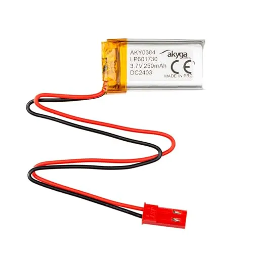 3.7V 250mAh Batterie Akku LP601730 Lithium Polymer Akyga AKY0384 Li-Po Akku PCM JST 2-Polig Anschluss 2,54 15cm