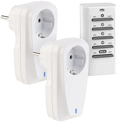 revolt Funkstecker: 2er-Set Funksteckdosen mit Fernbedienung, bis 16 A, 3.680 Watt (Steckdose mit Fernbedienung, Steckdose Funk, Schalter)