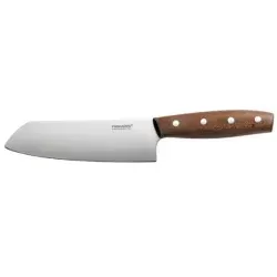Fiskars Norr Santoku Messer 16 cm - Küchenmesser mit breiter Klinge, ideal zum Schneiden, Hacken und Zerteilen von Fleisch und Gemüse; hochwertige Materialien für Langlebigkeit und Nachhaltigkeit.