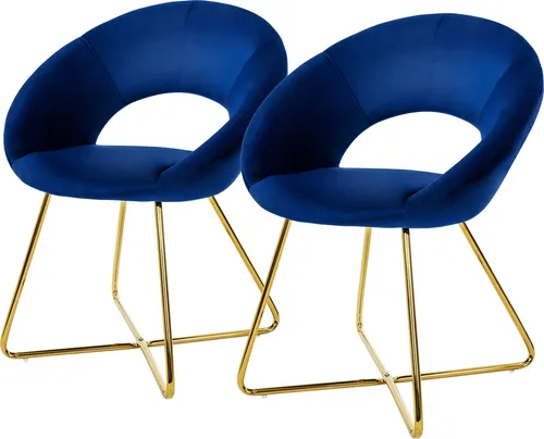 ML-DESIGN Samtstuhl 2er Set mit goldenen Metallbeinen