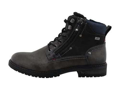 Mustang Shoes 15M0031006 - Graue Stiefel in Größe 42 EU - Modische graue Stiefel aus Lederimitat, mit 3,5 cm Blockabsatz und praktischem Reißverschluss. Ideal für den Alltag, atmungsaktiv und wasserabweisend für optimalen Komfort.