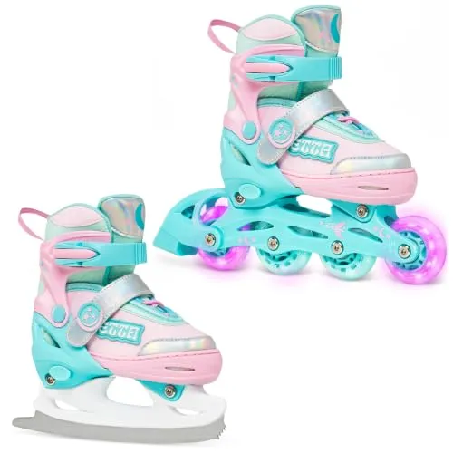 RAVEN 2in1 Schlittschuhe Inline Skates für Kinder mit LED Leuchträdern