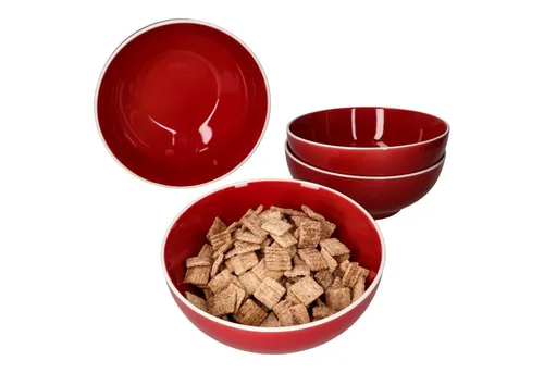 MamboCat Servierschale 4er Set Linus Rot - 404135, Steingut - Servierschalen Set aus Steingut für bis zu 4 Personen, ideal für Salate, Dessert und Snacks. Mikrowellen- und spülmaschinengeeignet, mit elegantem Design und einer Füllmenge von bis zu 900 ml.