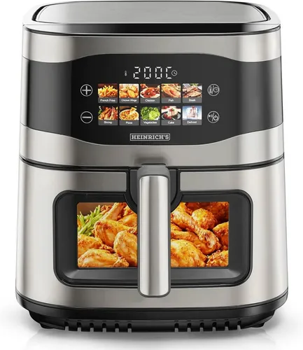 Heinrich´s Heißluftfritteuse HFR 8219, 1800 W - Heißluftfritteusen – 9 Liter XXL Frittiergerät mit 10 Automatikprogrammen und LED-Touch-Bedienung für gesunde, knusprige Gerichte mit bis zu 90 % weniger Fett.