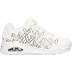 Skechers Damen UNO Golden Heart Sneaker, weiß, 41 EU - Damen-Sneaker mit luftgekühltem Memory-Schaum und einzigartigem Collab Goldcrown Design für optimalen Komfort und Stil.