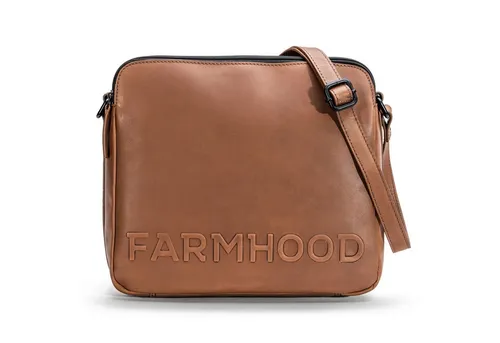 Farmhood Leder Umhängetasche Nashville Crossbody Bag - Mid Brown - Stilvolle Umhängetasche aus 100% Leder mit drei geräumigen Fächern und verstellbarem Schulterriemen, ideal für den Alltag.