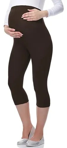 Be Mammy 3/4 Umstandsleggings aus Viskose BE-03 (Braun, XS)