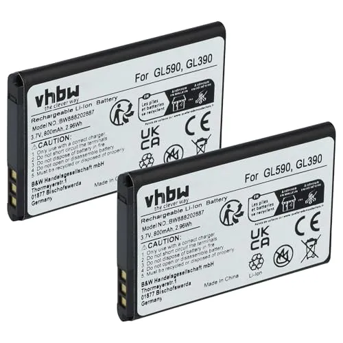 vhbw 2X Akku Ersatz für Gigaset V30145-K1310-X470 für Handy Smartphone Senioren Telefon (800 mAh, 3,7 V, Li-Ion)