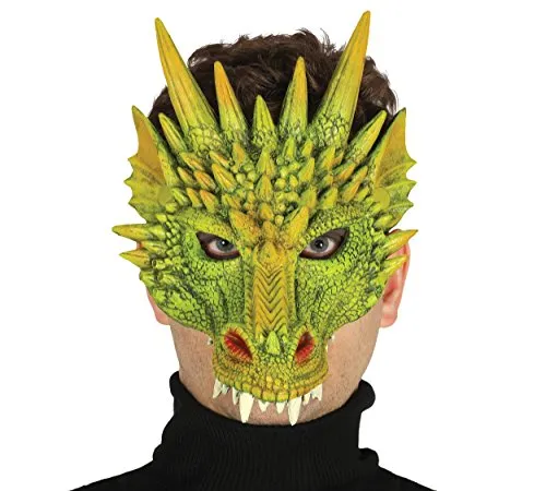 FIESTAS GUIRCA - Drache Halbgesichtsmaske für Erwachsene, Unisex, Grün, 2414