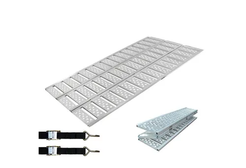 DREIBREIT by TRUTZHOLM 3-Fach Auffahrrampe klappbar 215cm - Laderampe aus stabilem Aluminium mit 1020kg Tragkraft, klappbar für platzsparende Lagerung und sicheres Verladen dank breiter Lauffläche und rutschfestem Design.