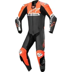 Alpinestars Missile V2 Ward Lederkombi 1tlg. - Schwarz/Neon-Rot/Weiß - Größe 48 - Motorradkombis, entwickelt für Trackday-Fahrer mit 1,3 mm dickem Rindsleder für höchste Abriebfestigkeit und optimaler Passform dank multidirektionaler Akkordeon-Verkleidungen.