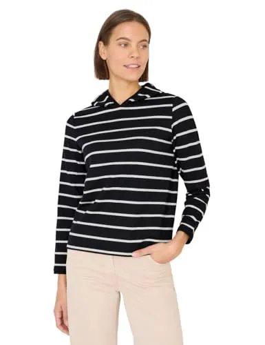 CECIL Kapuzenshirt für Damen, Schwarz, XS (36) - Stylisches Kapuzenshirt von CECIL mit gestreiftem Design. Der weiche Viskosemix sorgt für hohen Tragekomfort und eine perfekte Passform. Ideal für entspannte Freizeitlooks.