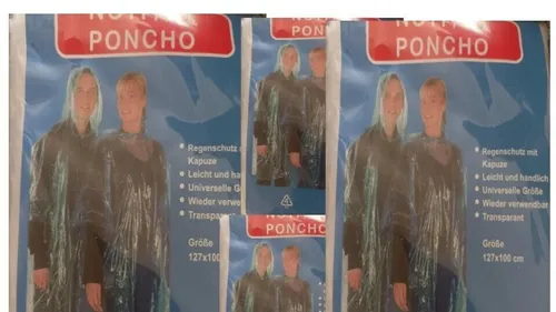 4x Regenponcho mit Kapuze Notfallponcho Festival Regen Poncho Durchsichtig