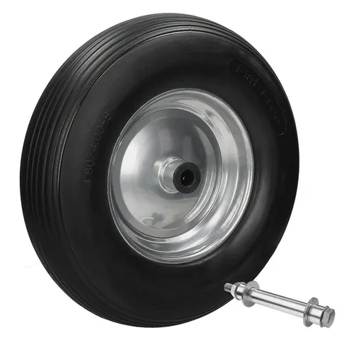 ECD Germany Schubkarrenrad 4.80/4.00-8, pannensicheres PU Vollgummi - Schubkarrenrad mit 200 kg Tragkraft, absolut pannensicher und mit robuster Stahlfelge – ideal für Gartenarbeiten und Heimwerkerprojekte.