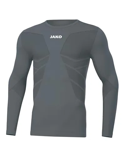 JAKO Herren Comfort 2.0 Longsleeve Steingrau - Badmintonbekleidung Herren: Hochwertiges Funktionsshirt mit Keep Dry Funktion für optimalen Feuchtigkeitstransport und schnellen Trocknung – ideal für sportliche Aktivitäten.