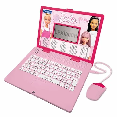 Lexibook JC598BBi5 Barbie, Lern- und Zweisprachiger Laptop in Englisch/Italienisch, Spielzeug für Kinder mit 124 Aktivitäten zum Lernen, Spielen und Musik, Rosa