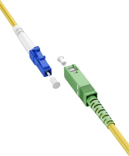 goobay 59651 Glasfaserkabel (FTTH) / Singlemode (OS2) Simplex/SC APC (8°) Stecker auf LC-UPC (8°) Stecker/Lichtwellenkabel / 5 Meter