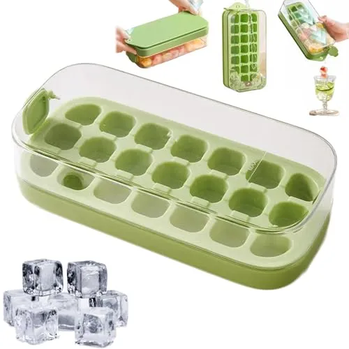 Vertikale Eiswürfelform, Eiswürfelform mit Deckel und Mülleimer, Eiswürfelform, Magic Ice Cube Maker, Einfaches Herauslösen, Schnelles Befüllen & Kein Berühren, Ice Cube Pop Out Tray