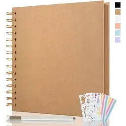 JAECU Fotobuch DIY Scrapbook Album 24x24cm mit 80 Seiten - Kreatives Scrapbook Album für individuelle Gestaltung: Hochwertiges Kraftpapier und stabile Spiralbindung für langlebige Erinnerungen. Ideal als Geschenk für besondere Anlässe oder als persönliches Reisealbum.