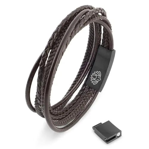 Akitsune Ambush Synthetisches Lederarmband | Magnetverschluss aus Edelstahl - Armschmuck in Bijouterie, elegantes Wickelarmband aus Kunstleder mit klimaneutraler Herstellung und 30-Tage Rückgaberecht, ideal als Geschenk für jeden Anlass.