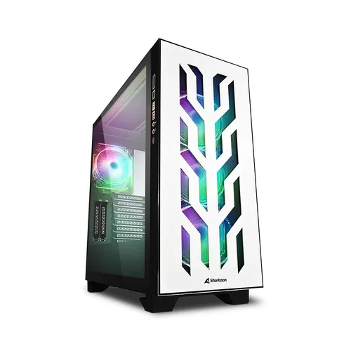 Sharkoon Elite Shark CA300T White - Elegantes PC-Gehäuse mit futuristischem Design, RGB-Beleuchtung und viel Platz für leistungsstarke Komponenten